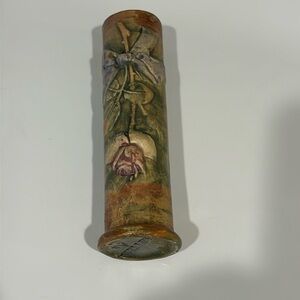 Vintage stamped Weller bud vase with floral embossment 6 by 1.5